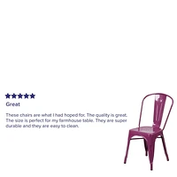 Chaise empilable en métal violet pour intérieur-extérieur