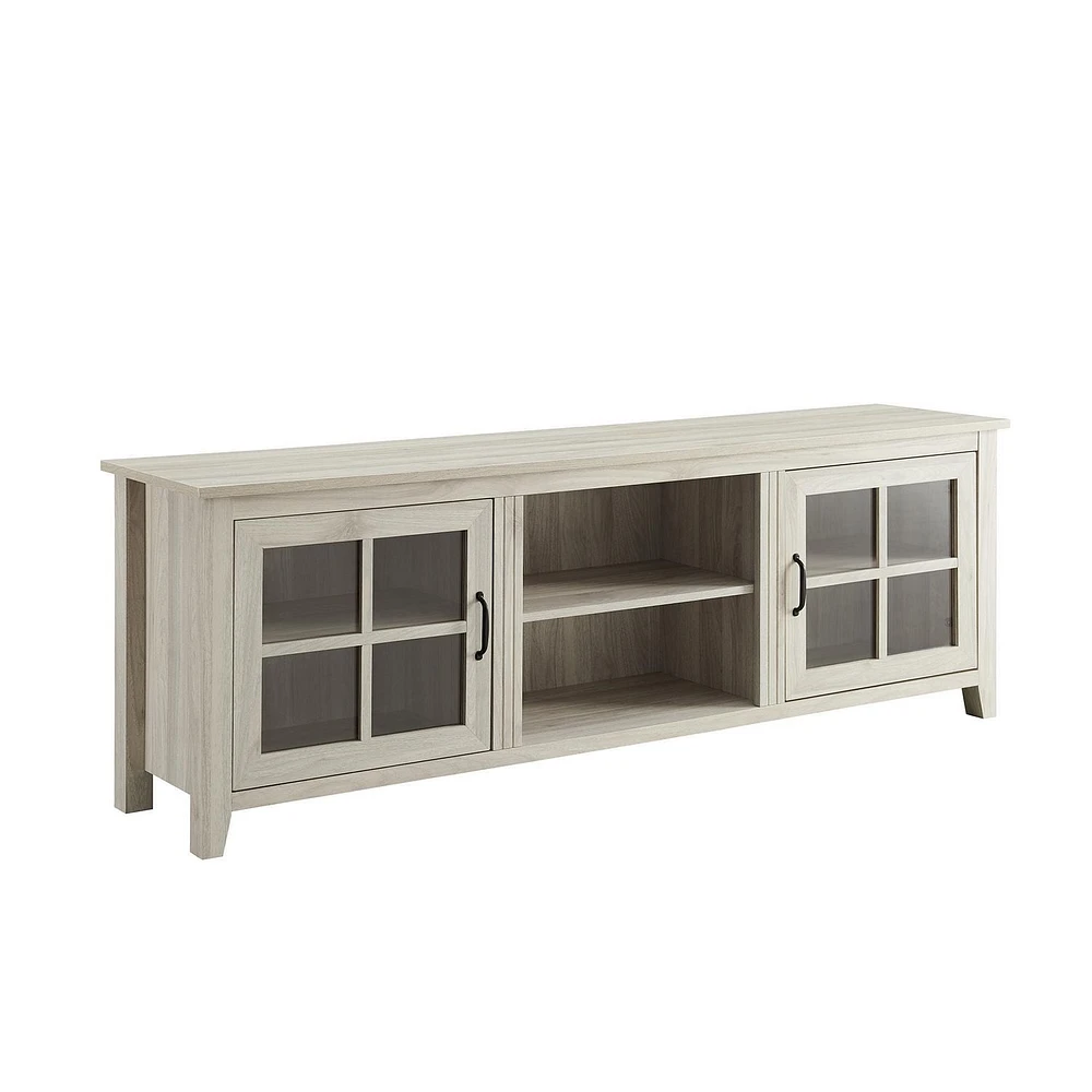 Console de télévision à porte en verre de 177,8 cm (70 po) - Bouleau