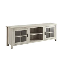 Console de télévision à porte en verre de 177,8 cm (70 po) - Bouleau