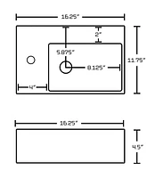 American Imaginations 16.25-in. W Above Counter White Bathroom Vessel Sink Set For 1 Hole Left Faucet AI-15201