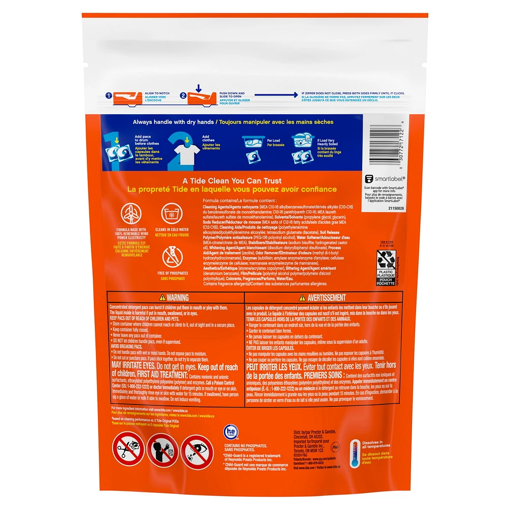 Capsules de détergent à lessive Tide Oxi Max Power PODS, détachant et puissance d’Oxi, 18 capsules TIDE PWRPD OXI MX18C