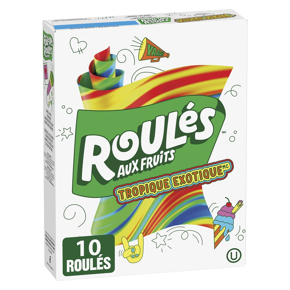 Roulés aux Fruits Collation à Saveur de Fruits, Tropique Exotique, Sans Gluten, 10 Roulés 10 roules, 141 g