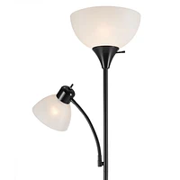 Lampe torchère sur pied en métal de collection Delilah par Globe Electric de 72 po + lumière de lecture ajustable en blanc mat