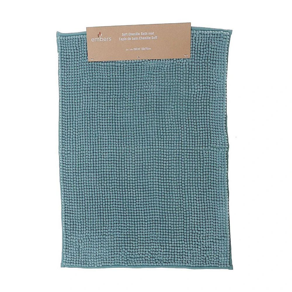 Couleur Continue Cheniile Bain Mat 20X28 Turquise