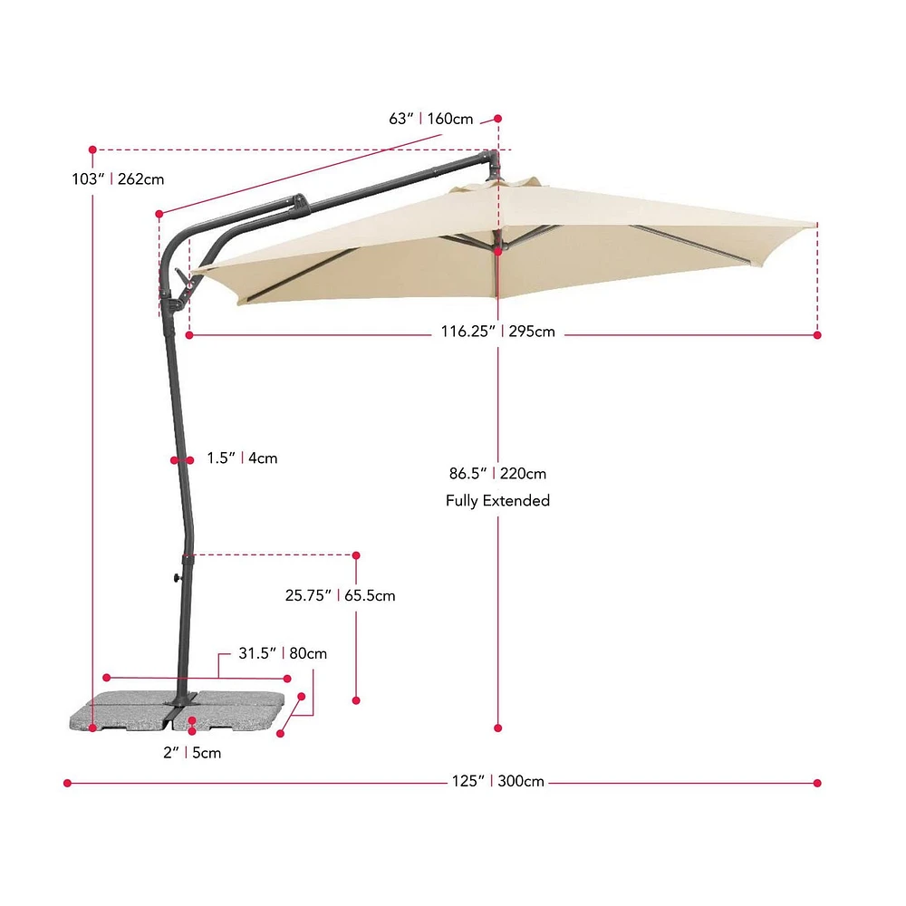 Parasol de patio inclinable en porte-à-faux résistant aux UV avec cadre en acier de 10 pieds Solward