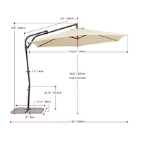 Parasol de patio inclinable en porte-à-faux résistant aux UV avec cadre en acier de 10 pieds Solward