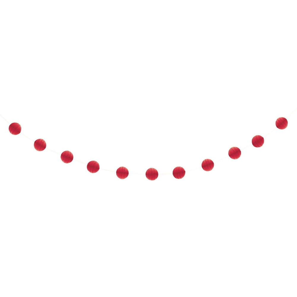 Guirlande de boule de papier de soie rouge, 7 pi La guirlande de fête mesure 7 pi