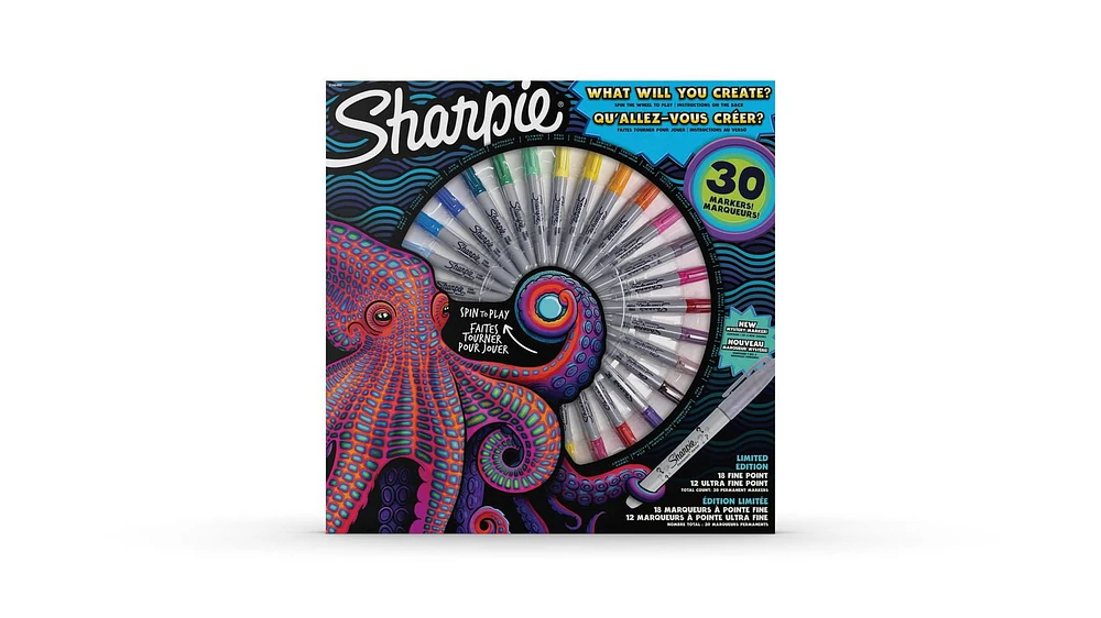 Marqueurs permanents Sharpie, pointe fine et ultra-fine, couleurs variées, 30 unités Marqueurs permanents