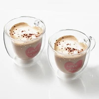 Double Double Coeur Amour Tasse à Café 250 ml Ensemble de 2