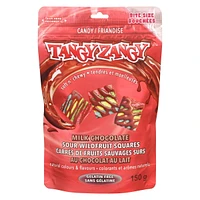 Friandise Carres de Fruits Sauvages Surs au Chocolat au Lait Tangy Zangy