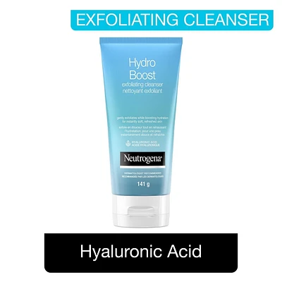 Nettoyant exfoliant Neutrogena Hydro Boost pour le visage - Acide hyaluronique et AAH - Gel crème nettoyant pour le visage - Non comédogène 141 g