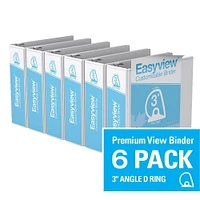 Super offre Easyview, Reliure View à anneaux inclinés en D, 3 po, personnalisable, paquet de 6