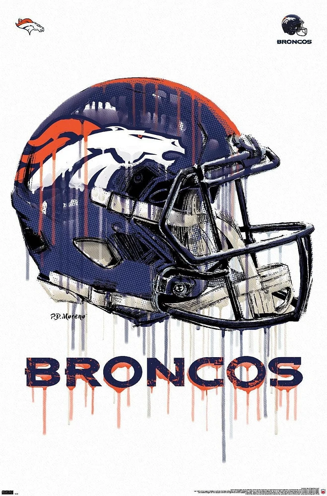 NFL Denver Broncos - Drip Helmet 20 Wall Poster, 22.375" x 34"