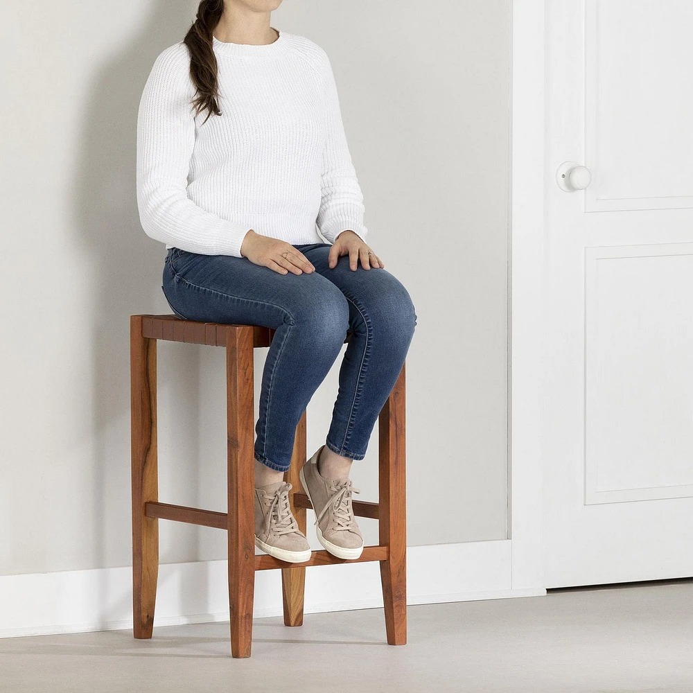 Lot de 2 tabourets en cuir tressé de la collection Balka South Shore
