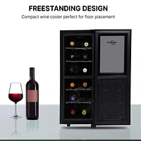 Koolatron 12 Bottle Dual Zone Wine Cooler Freestanding, Wine Fridge, Double Paned Tempered Glass Door for Reds, Whites, Rose and Sparkling Wine