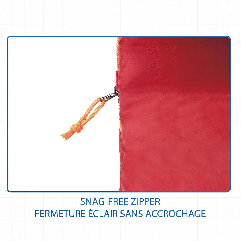 Sac de couchage rectangulaire Ozark Trail 10C, 183cm(L) x76.2cm" (L), note température +50℉/+10℃, extérieur en polyester, Rouge 183cm(L) x76.2cm" (L)
