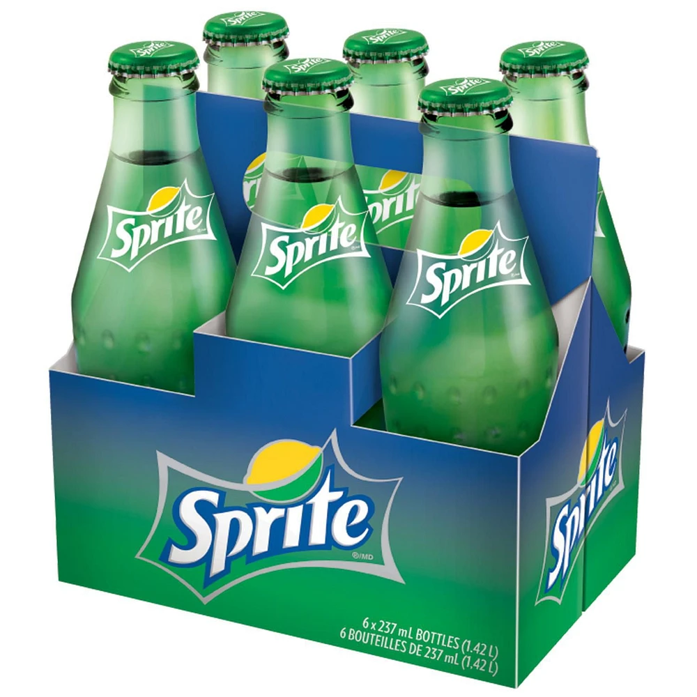 Sprite 237mL Glass Bottles, 6 Pack