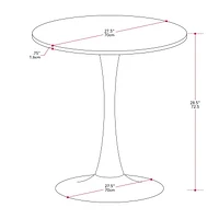 Table à manger ronde moderne CorLiving Ivo en mélamine et acier - Petite table de salle à manger sur piédestal pour 3 personnes, petite table de cuisine ronde idéale, table de café bistro