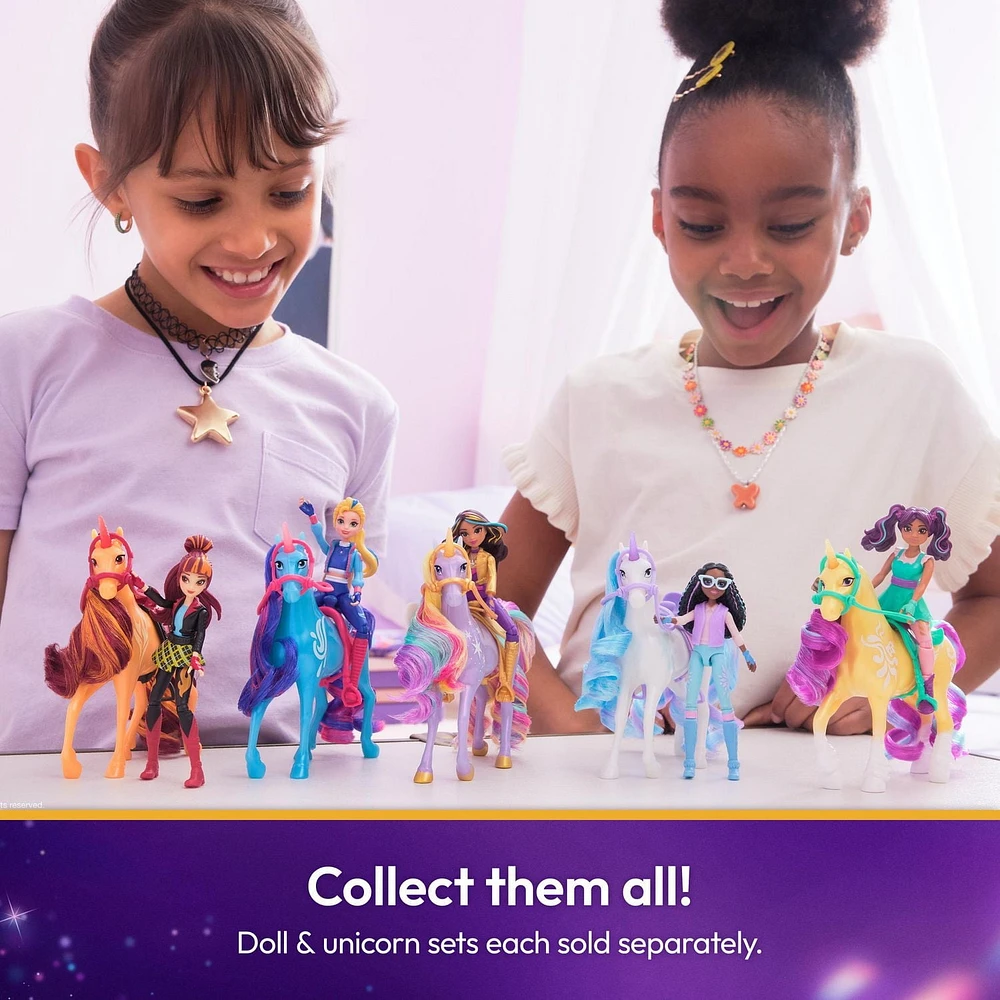 Unicorn Academy, Coffret Sophia & Wildstar avec 2 accessoires d'équitation et un accessoire de coiffure, poupées et licornes pour filles à partir de 4 ans
