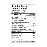Sandwich-déjeuner Galette méditerranéenne au blanc d’œuf avec fromage sur un muffin anglais Great Value GV MD OUF MFN ANG
