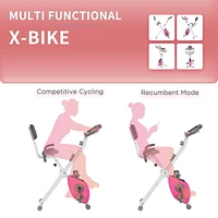 Soozier 42.9" Foldable Exercise Bike w/  7 Level Adjustable Seat Height, Pink