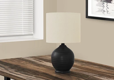 Monarch Specialties  Luminaire, 17"h, Lampe De Table, Noir Céramique, Teinte Ivoire / Crème, Transitionnel