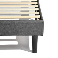 Homy Casa Lit Plateforme Rembourré avec Éclairage LED, Station de Charge USB, Tête de Lit Réglable, Sans Sommier Requis