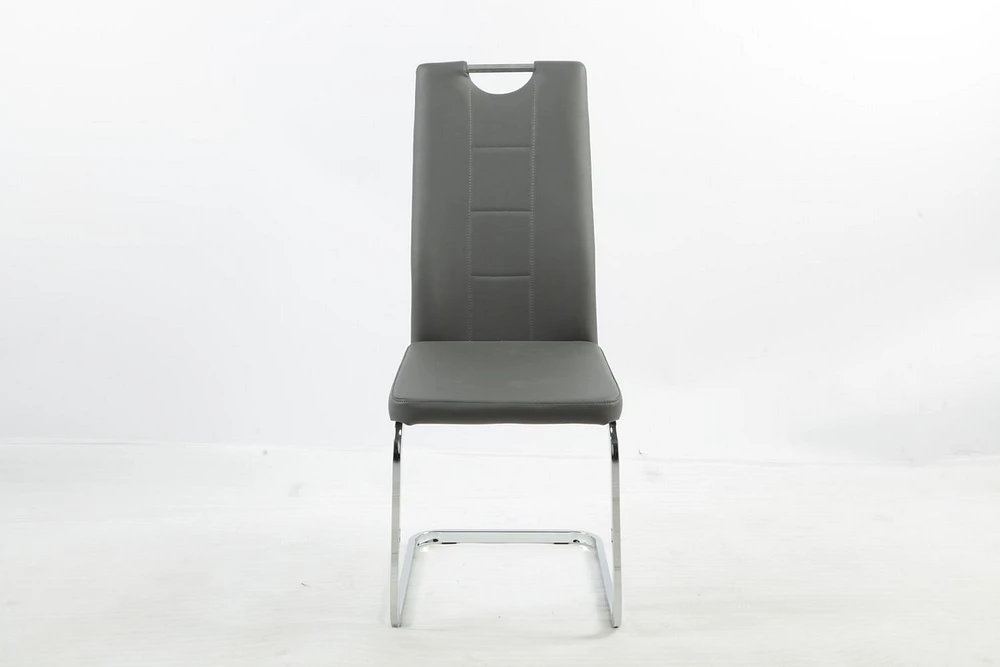 Aerys Marie Dining chairs with chrome  base in Grey PU(Set of 4)