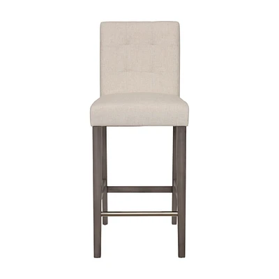 Tabourets de bar rembourrés en tissu CorLiving Leila avec pieds en bois - Tabouret de bar avec dossier capitonné, chaise de bar haute parfaite pour la cuisine ou le bar