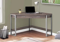 Monarch Specialties Bureau, Bureau À Domicile, Coin, Tiroirs De Rangement, 42"l, Travail, Ordinateur Portable, Métal, Stratifié, Brun, Gris, Contemporain, Moderne