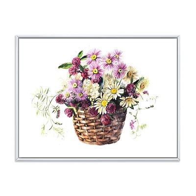 Designart Bouquet De Fleurs De Prairie Dans Le Panier ART MURAL À CADRE FLOTT