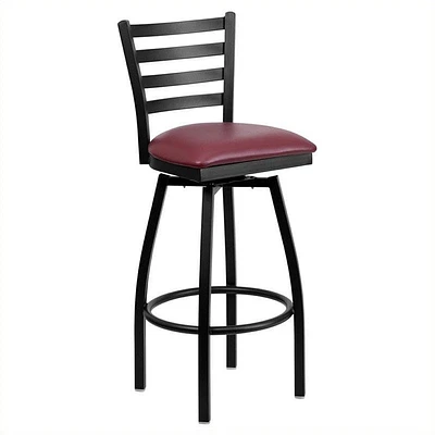 Flash Furniture Hercules 32" Swivel Metal Bar Stool in Black and Burgundy