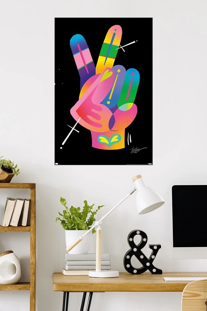 Jason Naylor - Peace Sign Hand Wall Poster, 22.375" x 34"