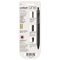 Stylos à gel rétractables uniball™ one, pointe moyenne (0,7 mm), corps noir, encre noire, lot de 3 Stylos à gel rétractables