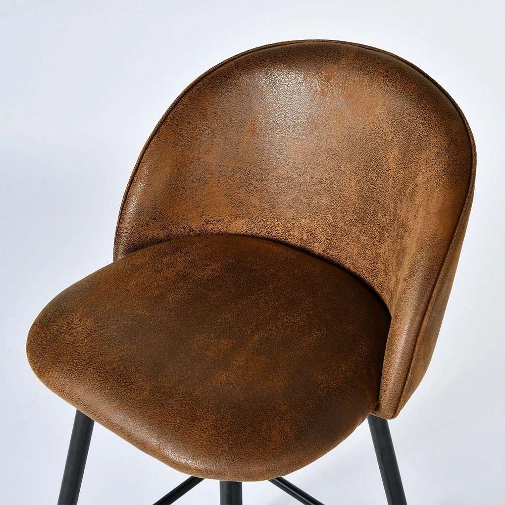 Ensemble de 4 tabourets de bar pivotants Homy Casa, hauteur de comptoir de 26 pouces, sièges rembourrés avec dossier incurvé et détails surpiqués, beige/gris/bleu/brun