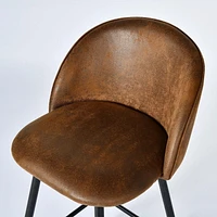 Ensemble de 4 tabourets de bar pivotants Homy Casa, hauteur de comptoir de 26 pouces, sièges rembourrés avec dossier incurvé et détails surpiqués, beige/gris/bleu/brun