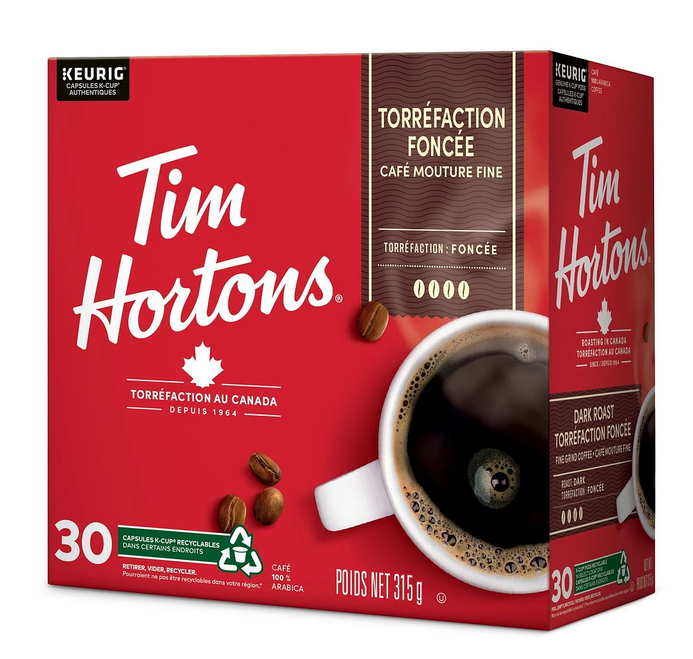 Tim Hortons Dark Roast Coffee, Keurig K-Cup 30ct Pods