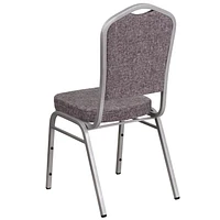 Lot de 4 pièces - Chaise de banquet empilable de la série HERCULES avec dossier couronne en tissu à chevrons - Cadre argenté