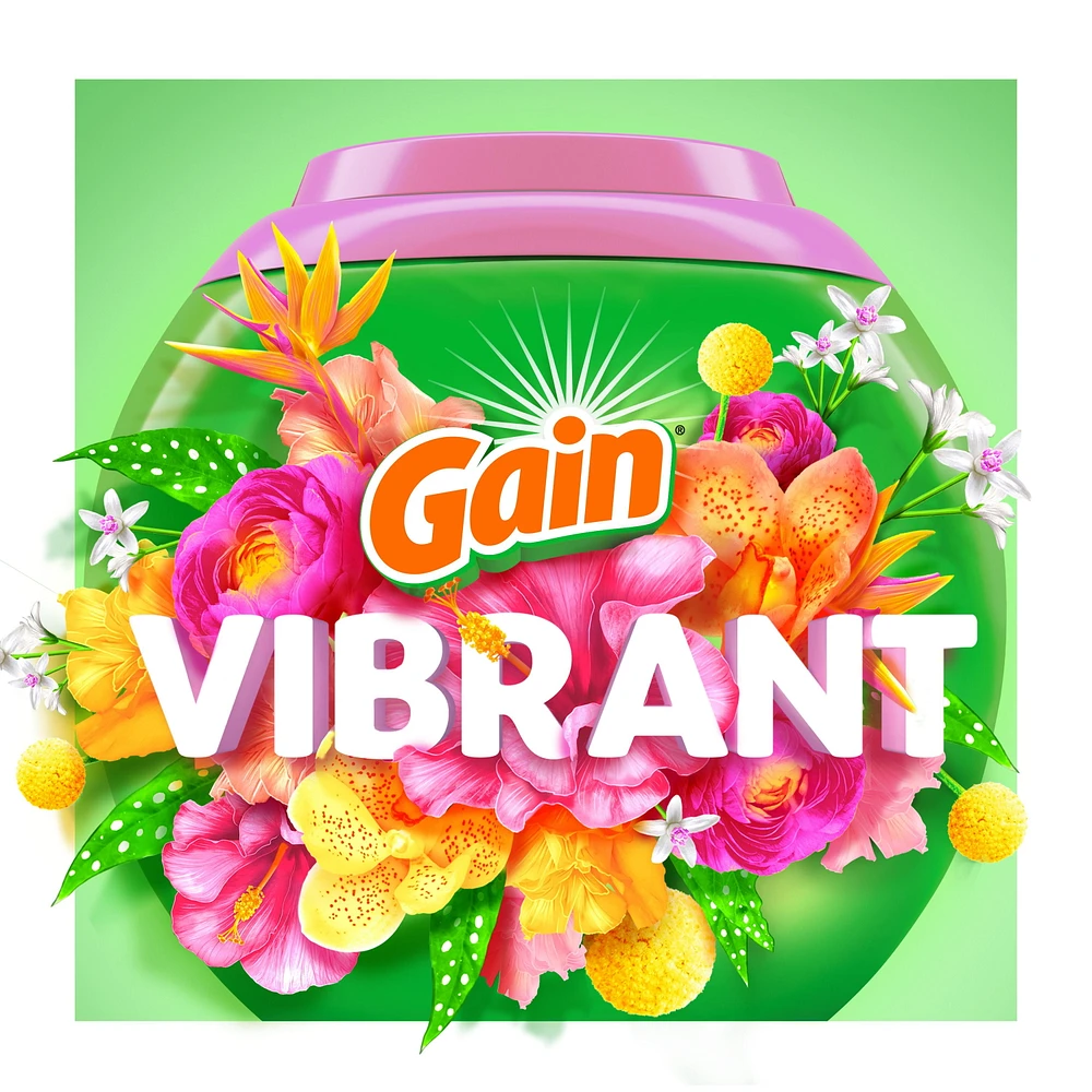 Capsules de détergent à lessive Gain Flings grande taille, 3 en 1 avec Febreze et Oxi, parfum Vibrant, 25 capsules 25CT