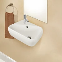17.5-in. W Wall Mount White Bathroom Vessel Sink Set For 1 Hole Left Faucet AI-26270