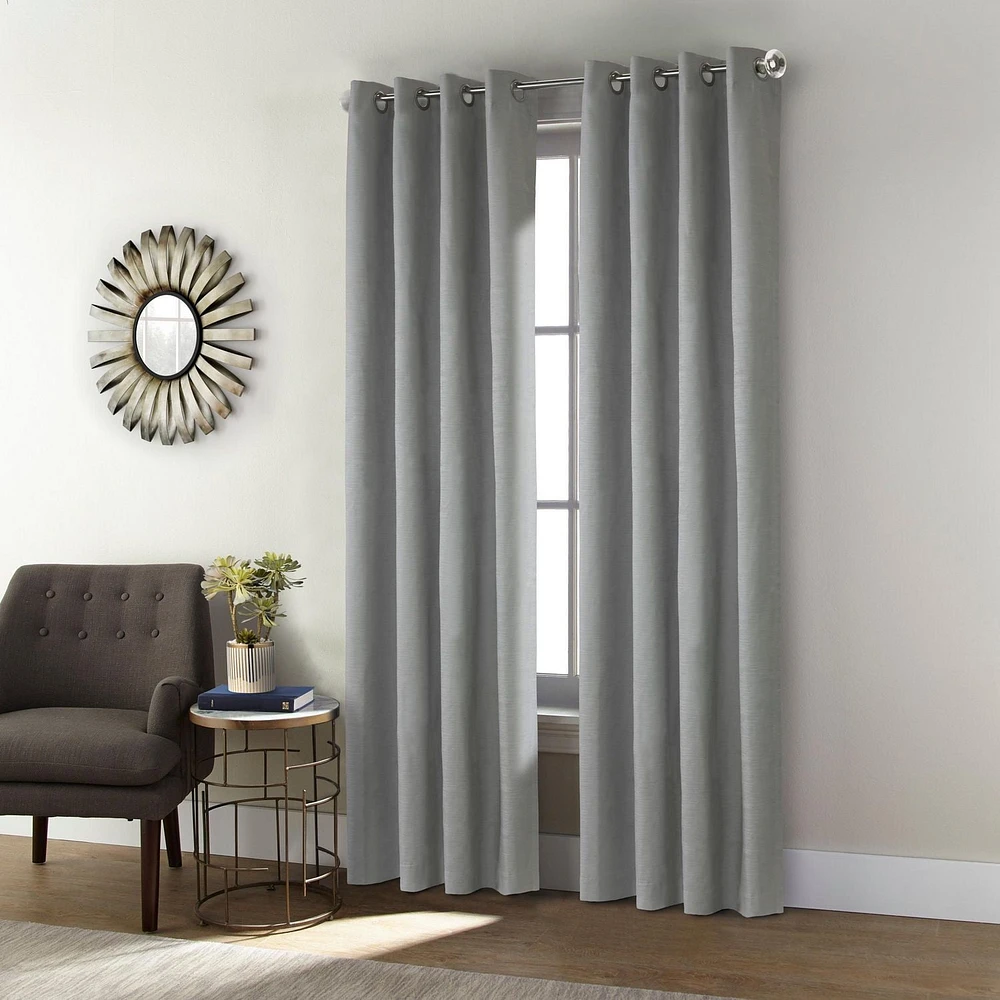 Liama pair de rideaux à oeillets 100% opaques par Thermaplus - 52 po x 108 po, gris