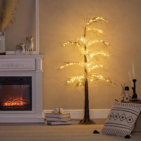 HOMCOM 5 ft Artificial Palm Tree Light with Pre-Lit LED Light for Home Party, Indoor and Covered Outdoor Use