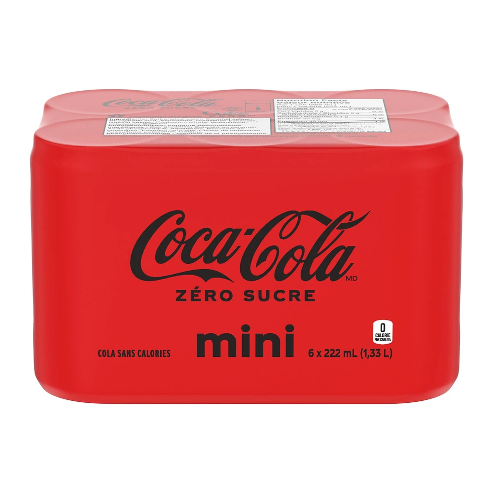 Coca-Cola Zero Sugar 222mL Mini-Cans, 6 Pack, 6 x 222 mL