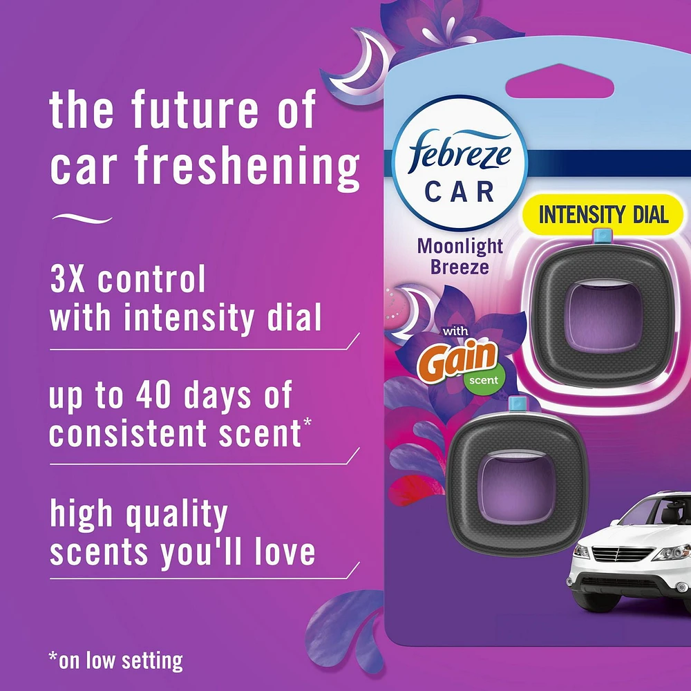 Febreze Car Air Freshener, Odor-Fighting Automotive Vent Clip, Gain Moonlight Breeze Scent, 4ML