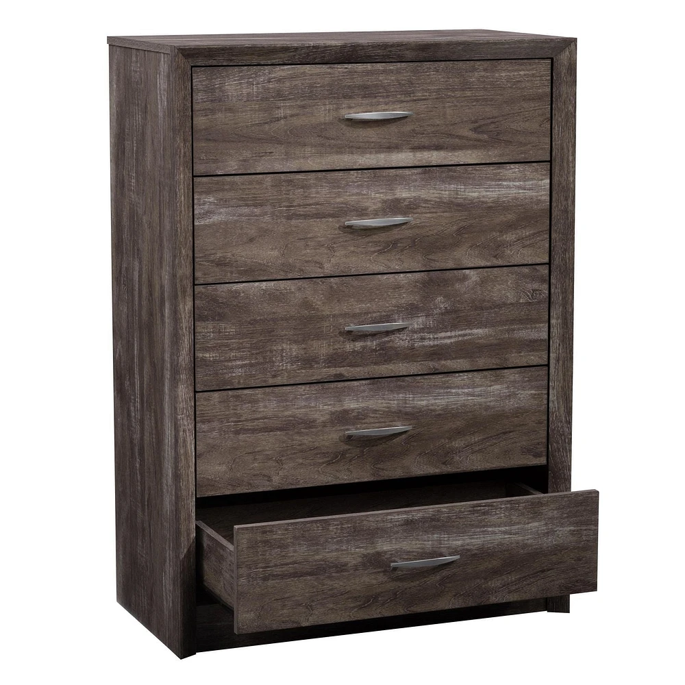 CorLiving Newport Commode haute moderne à 5 tiroirs pour chambre à coucher – Grande commode haute – Meuble de chambre et commode parfaits pour le rangement des vêtements