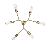 Tetra 6-Light Chandelier, Matte Brass, Adjustable Hanging Height