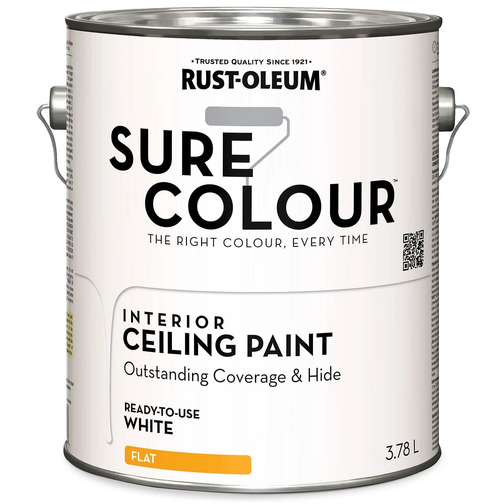 Rust-Oleum Sure Colour™ Paint + Primer, Ceiling Flat, White 3.78 L, 3.78 L