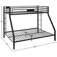 ACME Limbra Twin XL over Queen Bunk Bed in Sandy Black