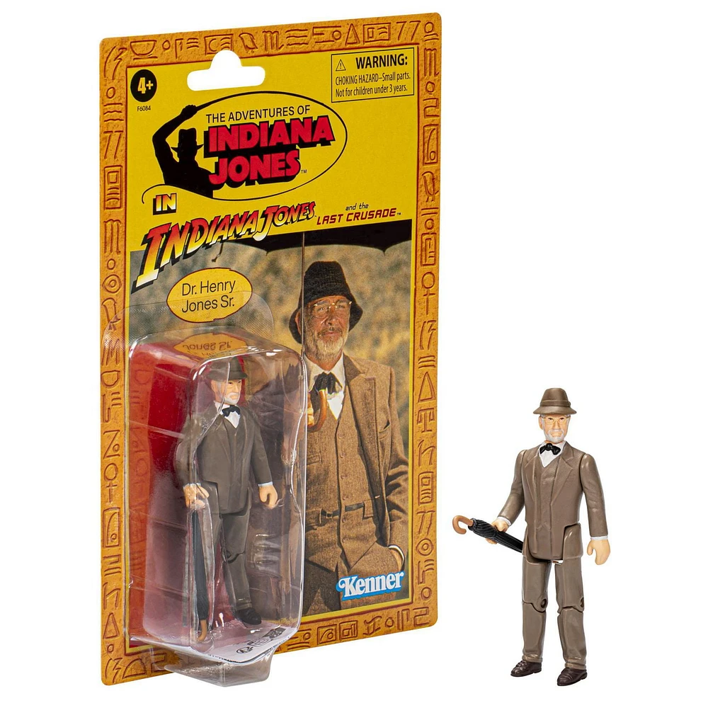 Indiana Jones et la dernière croisade Retro Collection, figurine Dr Henry Jones de 9,5 cm, jouets pour enfants à partir de 4 ans