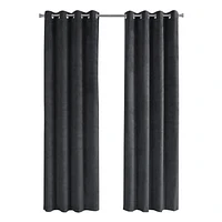 Monarch Specialties Curtain Panel, 2pcs Set, 54"w X 95"l, Room Darkening, Grommet, Living Room, Bedroom, Kitchen, Velvet, Polyester, Grey, Contemporary, Modern